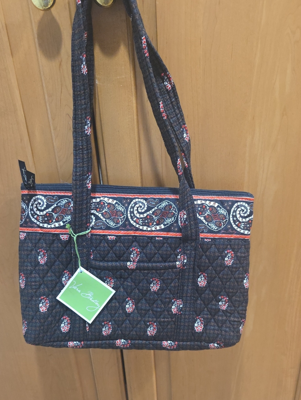 Vera Bradley NWT Betsy Quilted Paisley Tote in Brown And Redish Orange